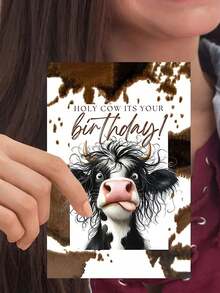 1 pièce Carte d'anniversaire humoristique avec vache, carte d'anniversaire mignonne "Sainte vache, c'est ton anniversaire" pour hommes et femmes, enveloppe + lettre 1 set, carte de vœux en papier de haute qualité, enveloppe en papier kraft rétro autocollante avec carte vierge manuscrite, carte d'anniversaire humoristique avec animal pour amis, famille, partenaires, carte d'anniversaire unique pour fête d'anniversaire, célébration, cadeau - A - Voir 6