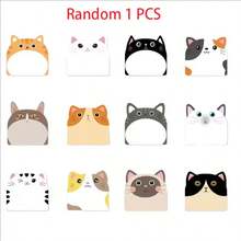 12张/套 或 6张/套（款式随机）可爱猫咪造型便签本，便利贴，备忘录，趣味便签，办公用品，家居用品，学习用品，室友礼物，返校用品 - 多色 - 查看 8