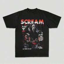 100% Cotton Short Sleeve Casual Tee Scream Ghostface Mask Horror Characters Movie Quote Red Blood Splatter Design Unisex T-Shirt, 1PC Made Of Pure Cotton Graphic Tees Men, Graphic Tees Women Spring Summer Top Vintage T Shirts Fashion Casual Top Playful Spring & Summer Vacation Tops - Cute Graphic Tees For Holiday Gatherings, Valentine's Brunch, And Y2k Going Out Styles, Trikot Toto En Ninetta,Kurdisch,,Boho Style Damen,Urlaub Must Have,Sport Set Damen,Maija Women,Pulli,Frühling Outfit,Sommer Outfit Damen,Festival Outfit Damen,Y2k,Ostern,,2000s Style A3VZ - 黑色 - 查看 7