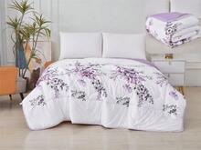 Reversible Tropical Print Duvet With Green Botanical Leaves, 300g Microfiber, Soft Quilted Nordic Filling For 90/105cm, 135/150cm And 180cm Beds, Jungle Bedroom Quilt - 丁香紫色花朵 - 查看 3