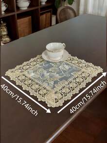 1 buah, Taplak Meja Poliester, Taplak Meja Bordir Kain Organza Putih, Dekorasi Meja Liburan, Dekorasi Rumah, Dekorasi Meja Makan, Dekorasi Ruangan, Dekorasi Pernikahan - Khaki - View 7