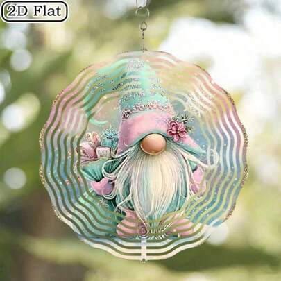 1 chiếc chuông gió hình người lùn dễ thương bằng kim loại, xoay 3D, có móc treo xoay 360° không giới hạn, trang trí sân vườn và hiên nhà ngoài trời, vật trang trí đa chức năng cho sân vườn, hiên nhà và không gian trong nhà, quà tặng ngoài trời lý tưởng, chuông gió ngoài trời, quà tặng tri ân giáo viên, quà tân gia hoàn hảo (9.84in*9.84in)
