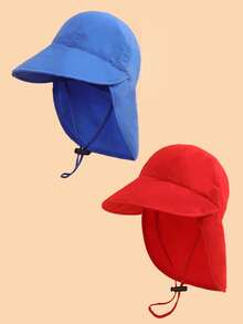 2pcs Baby Bucket Hat, Neck Protective Toddler Sun Hat, Adjustable Breathable Quick-Dry Summer Beach Hat For Boys & Girls - Multicolor - View 11