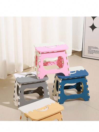 Taburete plegable, taburete portátil ligero y resistente con asa y característica antideslizante, adecuado para cocina, baño, dormitorio, camping al aire libre, pesca, senderismo, barbacoa, taburete plegable de plástico reforzado para adultos y niños