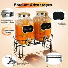 TAIMASI 2 Packs 1 Gallon Glass With Stand And 304 Stainless Steel Faucet Party Drink Dispenser For Wedding Birthday Holiday Festival Gathering Picnic Home Party Decoration & 18/10 Stainless Steel Spigot & Filter -For Lemonade, Juice, Sun Tea, Punch- ALL DISHWASHER SA-FE - View 7