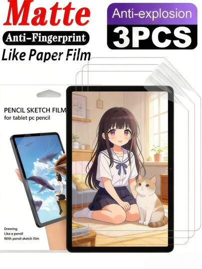 Tablet Screen Protector 3pcs Matte Paper-Like Screen Protector Anti-Glare Anti-Fingerprint Frosted Film Compatible With Huawei Media Pad/Honor Tablet Shatterproof Anti-Scratch Anti-Bubble Drawing/Office Protective Film Mother's Day Gift