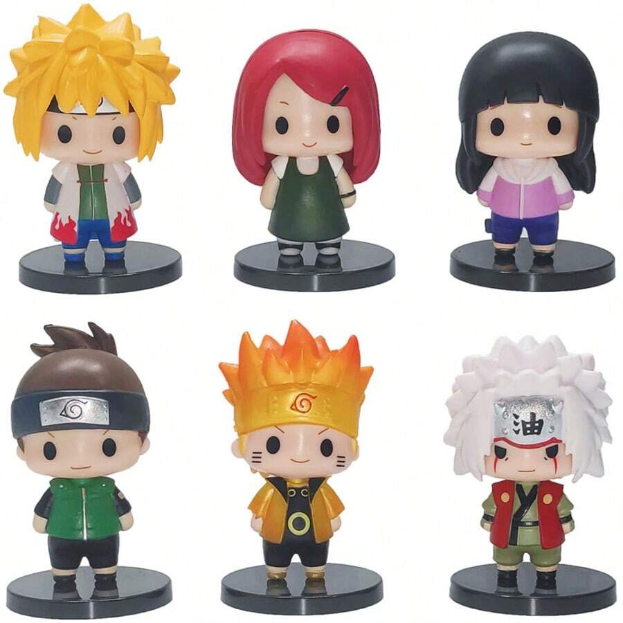 Hasbro 6 件装 Chibi Jiraiya 和 Sakura Haruno 雕像，动漫收藏模型 - 彩色 - 查看 1