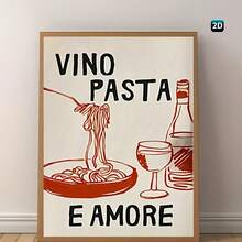 Vino Pasta Amore" Unframed Canvas Print - Modern Italian Wall Art With Spaghetti Carbonara Recipe & Wine Theme, Perfect For Living Room, Bedroom, Office, Or Dining Room Decor, 12x16 Inches, Kitchen Decor | Playful Illustration | Foodthemed Artwork - Cartoon - View 3
