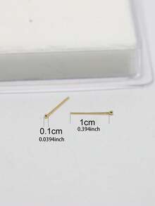 12个/包迷你款1毫米球形鼻钉，925纯银鼻钉，骨形鼻饰，24G 0.5毫米银针 - 金黃色 - 查看 3