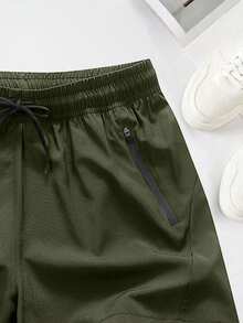 QYK-917 Enkla blåa herrshorts för casualbruk - Armé Grön - Visa 6