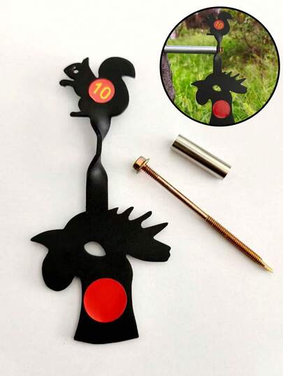 1pc Outdoor Hunting Shooting Accessory Rotating Target, Slingshot Target Animal Shaped Auto Reset, Outdoor Tree Target Practice Target, Thick Metal Target Center, Hanging Target. Suitable For Outdoor Shooting Practice.
