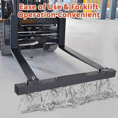 Beaully Magnetic Pickup Sweeper, Hanging Construction Magnet Sweeper To Pick Up Nails In Yard, 60 Inch Nail Magnet Sweeper Forklift Accessories For Picking Up Floor Nails Bolts Iron Chips Metals,150lbs