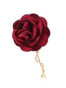 1pc Faux Fabric Flower Hair Clip - Burgundy - View 3