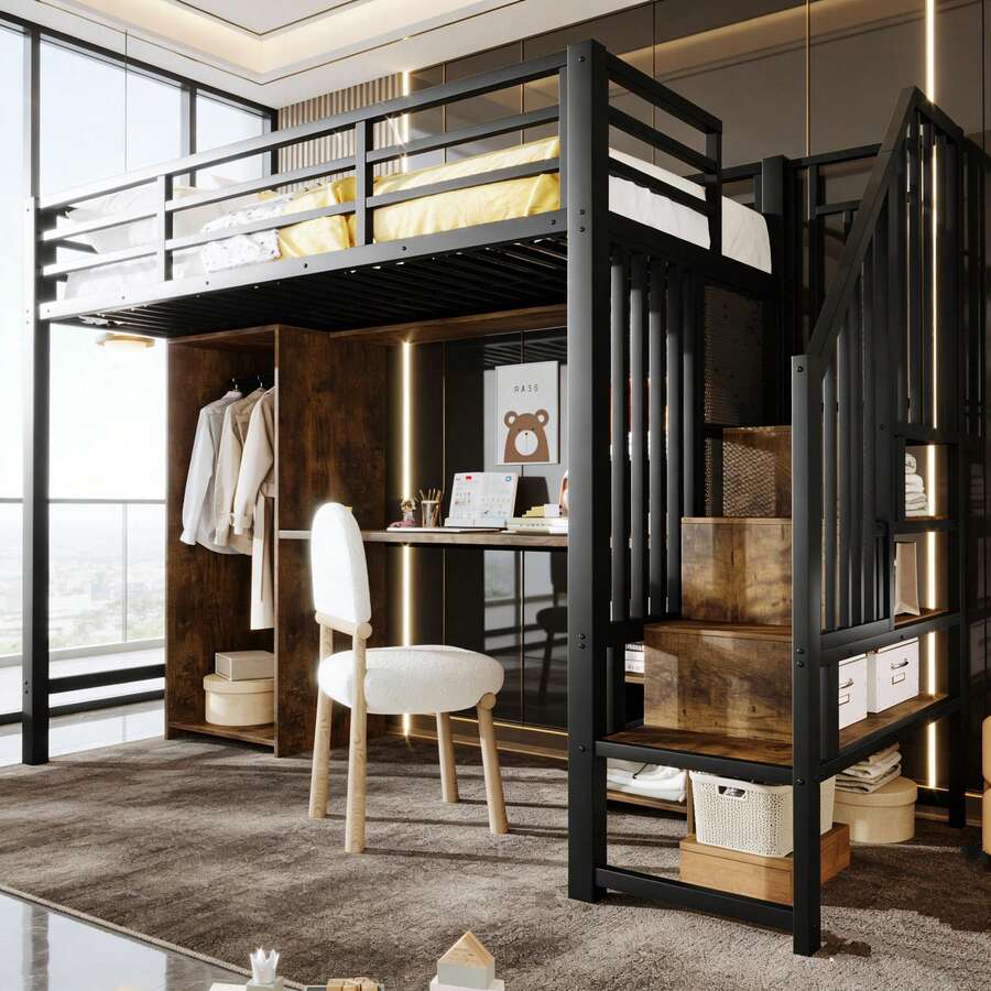 Kids Bed Frames, Headboards & Footboards - 黑色+金屬+90cm*200cm - 查看 1