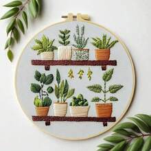 Bộ dụng cụ thêu hình chậu cây, bộ thêu thủ công DIY dành cho người mới bắt đầu bao gồm vải in sẵn, khung thêu, chỉ màu, kim và sách hướng dẫn, phù hợp cho người mới bắt đầu, lý tưởng để trang trí nhà cửa, các hoạt động tiệc tùng, quà tặng Giáng sinh, Ngày của Mẹ, Lễ Tạ ơn, quà tặng sáng tạo cho những người yêu thích thủ công. - thực vật - Xem 2