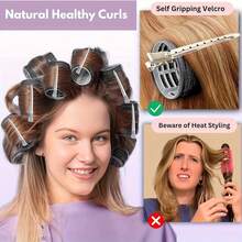 Bộ 12 lô cuốn tóc cỡ lớn dành cho nữ, phù hợp với tóc dài, trung bình và ngắn. Lô cuốn tóc tự dính cỡ lớn, trung bình và nhỏ, kèm 6 kẹp tóc, 1 túi đựng mỹ phẩm và 2 kẹp càng cua. - Nhiều màu - Xem 10
