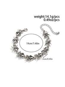 1 pieza Brazalete único de hombre con araña 3D - Plata antigua - Ver 7