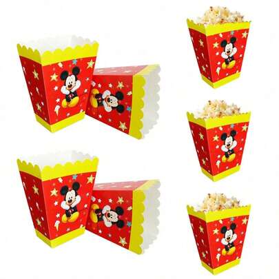 Authentic Cartoon Cute Red & Yellow Theme Party Candy Box Packaging Supplies, Exquisite Cottage Theme Birthday Party Snack Box, Popcorn Box, Suitable For Birthday Party Decorations, Paper Gift Box Gift Packaging Supplies, Baby Shower