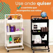 KONTUZ Multipurpose Organizer Cart With Wheels, 3 Spacious Shelves, Easy To Move, Compact, Ideal For Bathroom, Kitchen, Laundry Room Or Office, Sturdy, Versatile And With A Modern Design – Practicality And Organization. - 白色 - 查看 5