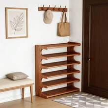 BCNVDUS 1 Bamboo Shoe Rack - Heavy-Duty Bamboo Look Accommodating Multiple Pairs Of Shoes - Space-Saving Wide-Entry Organizer, Easy-To-Assemble Vertical Shoe Cabinet, Suitable For Entryway, Living Room, Garage - 寬度 - 6 層,31.5 英寸 - 查看 2