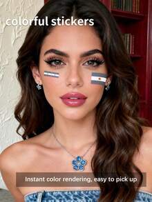 5Pcs Flag Tattoo Temporary Tattoo Argentina Football Waterproof Sweatproof Disposable For Women And Mem Face Arm Waist Chest Leg Abdomen Neck Hand Finger Back For Dancing Party Stage Performance Modernist Body Art - Multicolor - View 4