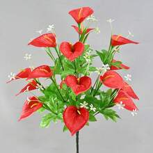 18 piezas Ramo de lirios de cala artificiales, flores falsas de tacto real, arreglo floral de plástico sin mantenimiento, adecuado para decoración de bodas, fiestas, hogar, jardín exterior, jarrón no incluido - Multicolor - Ver 15