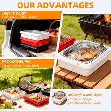 JIASLING Classic Aluminum Foil Pan Carrier With Lid - Elevated Food Serving Tray - Portable Casserole Carrier With Lid - Hosting Essentials - 白色 - 查看 5