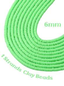 1 Chuỗi 350 hạt đất sét polymer tròn dẹt 6mm, hạt xốp rời dùng làm đồ trang sức, vòng tay, vòng cổ, khuyên tai thủ công tự làm cho nữ - Màu xanh nhạt - Xem 16