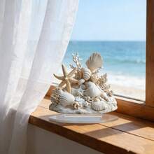 1pc Ocean Theme Acrylic Display Stand With Seashells & Coral, Transparent Desktop Decor, Room Decoration And Gift - A - View 2