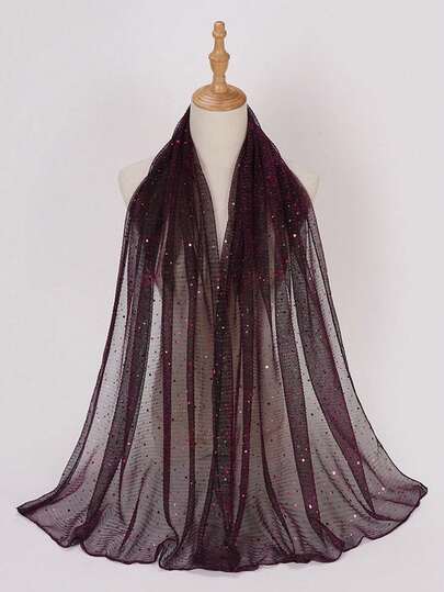 1 chiếc khăn bandana nữ nhẹ, màu trơn, đính sequin, kiểu dáng Trung Đông, trang trí, chống nắng, thích hợp sử dụng hàng ngày.