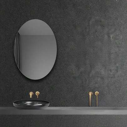 OUTANA 1 Gương trang điểm và gương phòng tắm hình oval bằng acrylic dẻo, không cần khoan, gắn tường, chống vỡ, chống thấm nước, chống ẩm và dễ lau chùi.