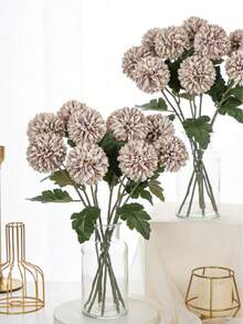 1/5/12 Pcs Artificial Chrysanthemum Ball, Embroidered Ball, Wedding Decoration, Home Vase, Ornaments, Restaurant, Living Room, Bedroom, Bedside Floral Arrangement, Bridal Bouquet, Wrist Flower, Corsage, Birthday Party Decoration Materials, New Year Valentine's Day Gift, Autumn Decoration, Autumn Home Decor, Back To School Room Decor, School Supplies - Coffee Brown - View 2