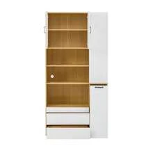 Tall Sideboard With Adjustable Shelves And Drawers, Sideboard With Removable Shelves And Fluted Glass, Ideal For Dining Room, Living Room And Kitchen (White+Natural) - Camel - View 7
