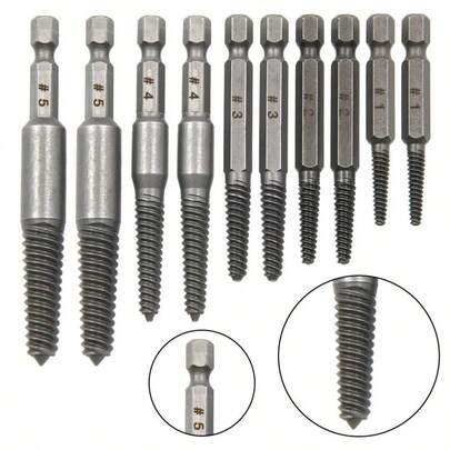10pcs Hexagonal Shank Broken Head Screw Extractor Screw Broken Head Screwdriver For Taking Out Electric Drill Tool Set