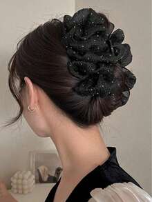 1 pieza Clip de pelo con cielo estrellado esponjoso y brillante, adecuado para uso diario de mujeres, playa, boda, Día de la Madre, fiesta, salida, clip de pelo de tul de princesa, combinado con accesorios de fotografía para el cabello, clip de pelo con lazo de varias capas, clip de pelo elegante, accesorio de invierno para el cabello, clip de pelo de moda, clip de pelo con flores, festival, cumpleaños - Multicolor - Ver 3