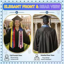 Graduation  2026 Unisex Graduation Sash Class Of 2026 Graduate S Gift Premium Graduation  For International Graduates-6.45"Width X 70.8"Length - Honduras & American - View 6