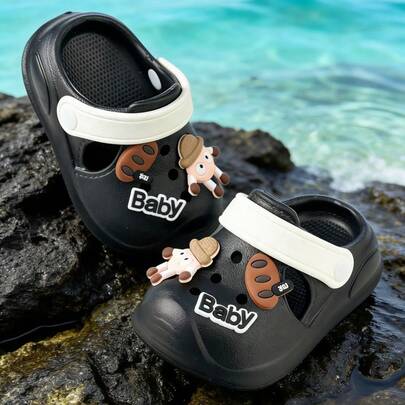 New Arrival Boys' Cute Elf Pattern Lightweight Slip-On Slippers, Suitable For Indoor, Outdoor, Beach, All Seasons, Great Gift For Boys