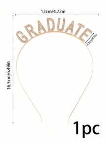1pc Metal "Graduate" Headband, Rose Gold Color With Rhinestones, Suitable As Graduation Gift, Graduation Party, Graduation Ceremony Photo Prop, Graduation Party Decor - Multicolor - View 2