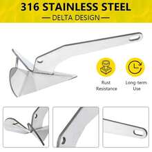 Ancla de barco actualizado, ancla de estilo delta de acero inoxidable 316, ancla triangular de pesado 11lbs / 17lbs / 22lbs estilo de ala para pontón, barcos de pesca - 22 libras - Ver 6