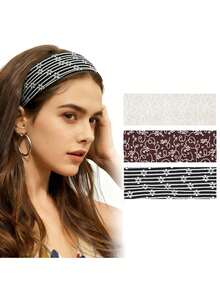3pcs Vintage Lace Headbands Set, Yoga Elastic Solid Color Headbands, Embroidered Floral Pattern Headbands, Bohemian Elegant Soft Breathable Hair Bands For Daily/Vacation/Workout,Travel,Birthday - Multicolor - View 1