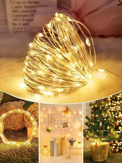 Dây đèn LED 10m/100 bóng, chạy bằng pin, chống thấm nước, dây đồng, thích hợp cho trang trí đám cưới, ký túc xá, phòng ngủ, tiệc tùng, trang trí hoa, trang trí sinh nhật, trang trí trường học, trang trí ngày lễ, trang trí sân vườn.