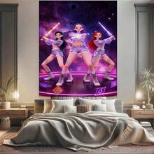 1pc K-Pop Girl Group Three Warriors Lightsabers Printed Tapestry| Durable, Wrinkle-Resistant, Easy To Hang - Perfect For Gamers' Bedroom, Dorm, And Home Decor - Unique Gift Idea For Friends And Family - 1PC - 查看 3