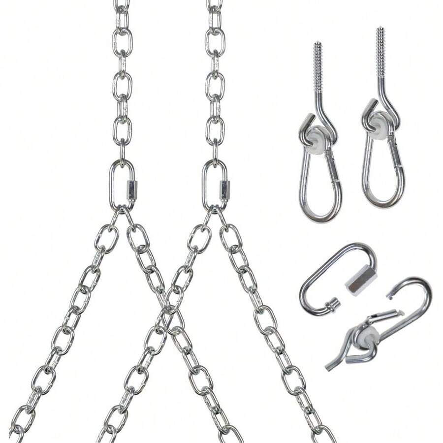 Heavy Duty 700 Lb Porch Swing Hanging Chain Kit - Color: Silver (8 Foot Ceiling) - Silver - View 1