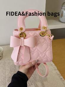 Quilted PU Rhombus Pattern Mini Handbag, Casual Versatile Shoulder Bag/Crossbody Bag, Elegant Maternity Bag For Women - Pink - View 7