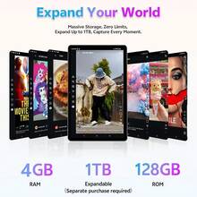 Qetupa Android 15 平板電腦，10.1 吋高解析度 IPS 螢幕，A523 八核心 2.0GHz CPU，4GB RAM，64GB/128GB ROM 儲存空間，高解析度 (1280x800) IPS 觸控螢幕，5MP 前置鏡頭與 13MP 後置鏡頭 - 藍色 - 查看 6