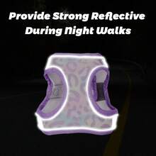 Small Dog Harness And Leash Set, Includes Leash, Breathable Reflective Printed Mesh Material, Suitable For Walking Dogs All Seasons - Lilac Purple - View 4