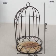 1 pieza Soporte de maceta de triciclo de madera rústica vintage - Soporte de maceta de bicicleta de hierro encantador con soporte de vela estilo jaula de pájaros, adecuado para decoración del hogar y la oficina, exhibición de jardín interior/exterior y regalo único para fiestas, soporte de planta montado en la pared (plantas no incluidas) - A - Ver 9