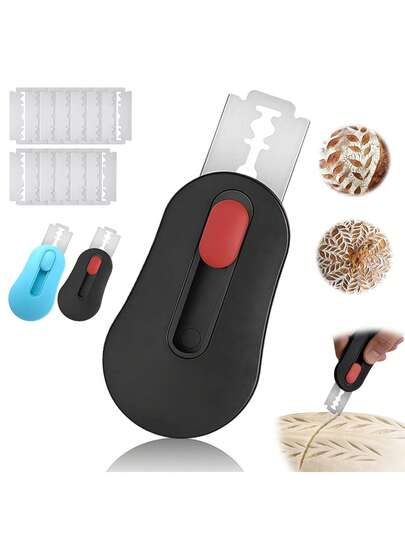 1 cái dao cắt bánh mì chua có nam châm tháo rời kèm 6 lưỡi dao, thích hợp để làm bánh mì và các dụng cụ, phụ kiện khác.