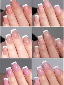 15 tailles de stickers pour manucure française marron et blanc, bandes pour manucure française, bandes de gel pour ongles carrés français 3-en-1, autocollants pour ongles DIY pour femmes et salons de manucure, faux ongles à presser - Taupe - Voir 6