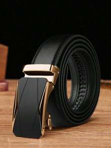SGIAWETA-1pc Men Black Belt, Fashionable And Versatile Casual/Business Automatic Belt, Young/Middle-Aged Litchi Pattern Belt, Boyfriend/Elder, Suitable Daily Life Summer, School Fall, Autumn, Halloween Autumn-Winter Accessories,Suitable Teens, Youth,Men,Casual, Outdoor, Athletic, Vacation, Graduation Gifts, Birthday, Daily Wear-Birthdaygift - 黑色 - 查看 10